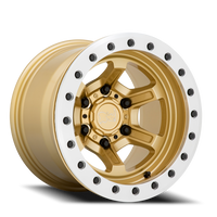 Black Rhino Offshoot Beadlock 15x10" 6x139.7mm 112.1mm CB -38mm Gloss Gold Machined Ring