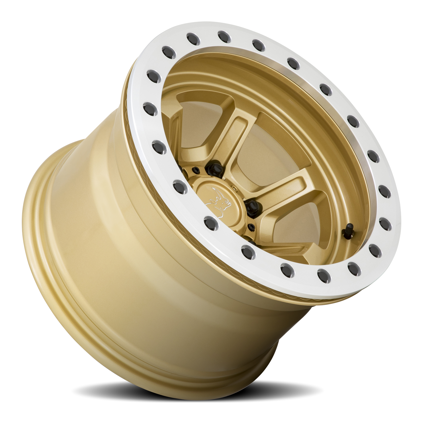 Black Rhino Offshoot Beadlock 15x10" 6x139.7mm 112.1mm CB -38mm Gloss Gold Machined Ring