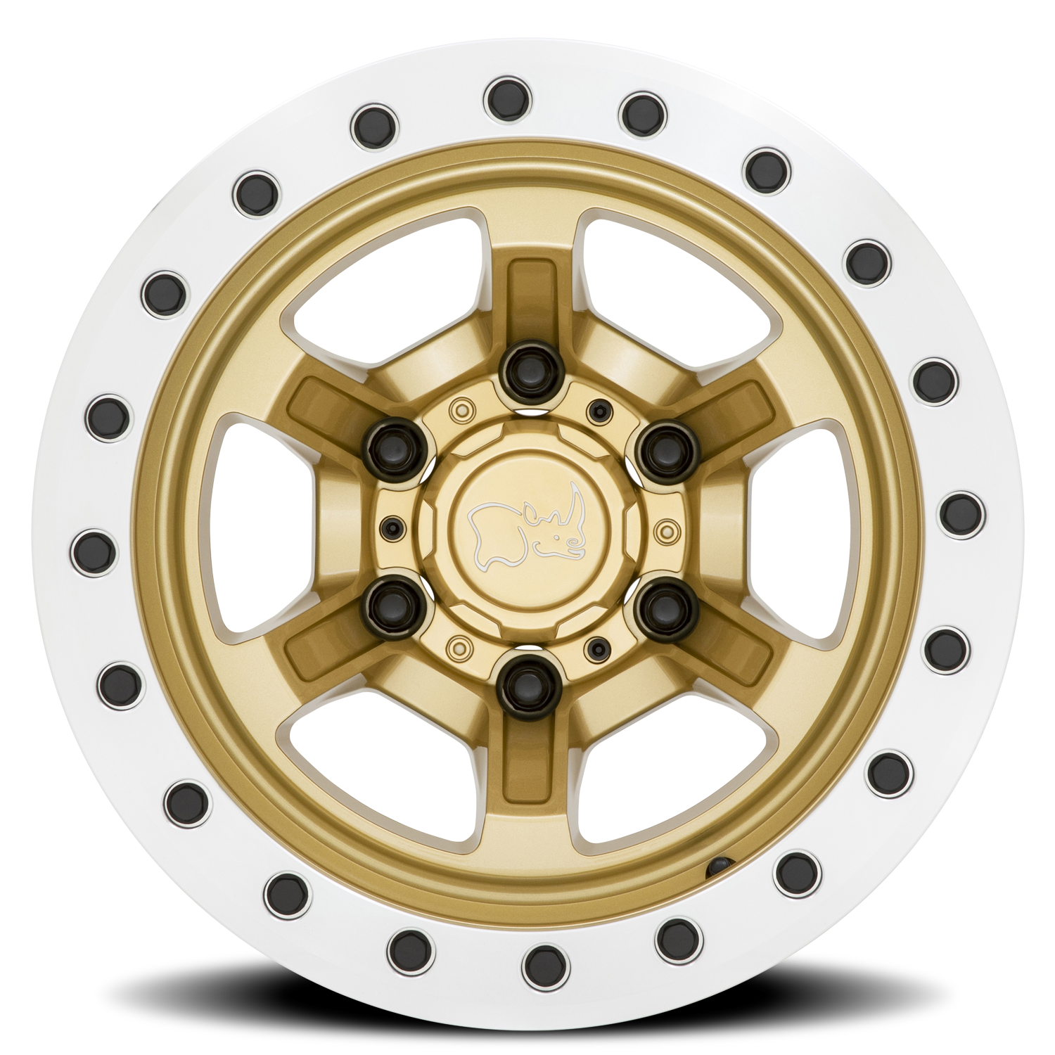 Black Rhino Offshoot Beadlock 15x10" 6x139.7mm 112.1mm CB -38mm Gloss Gold Machined Ring