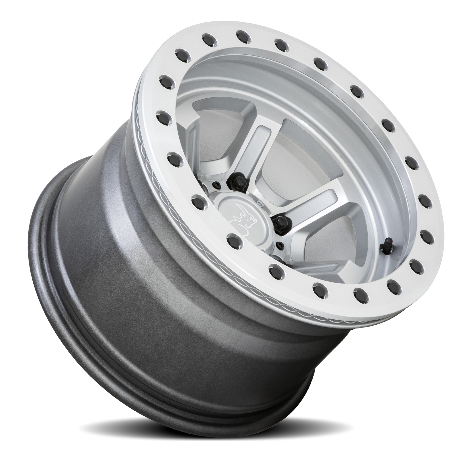 Black Rhino Offshoot Beadlock 15x10" 6x139.7mm 112.1mm CB -38mm Gloss Silver Machined Face