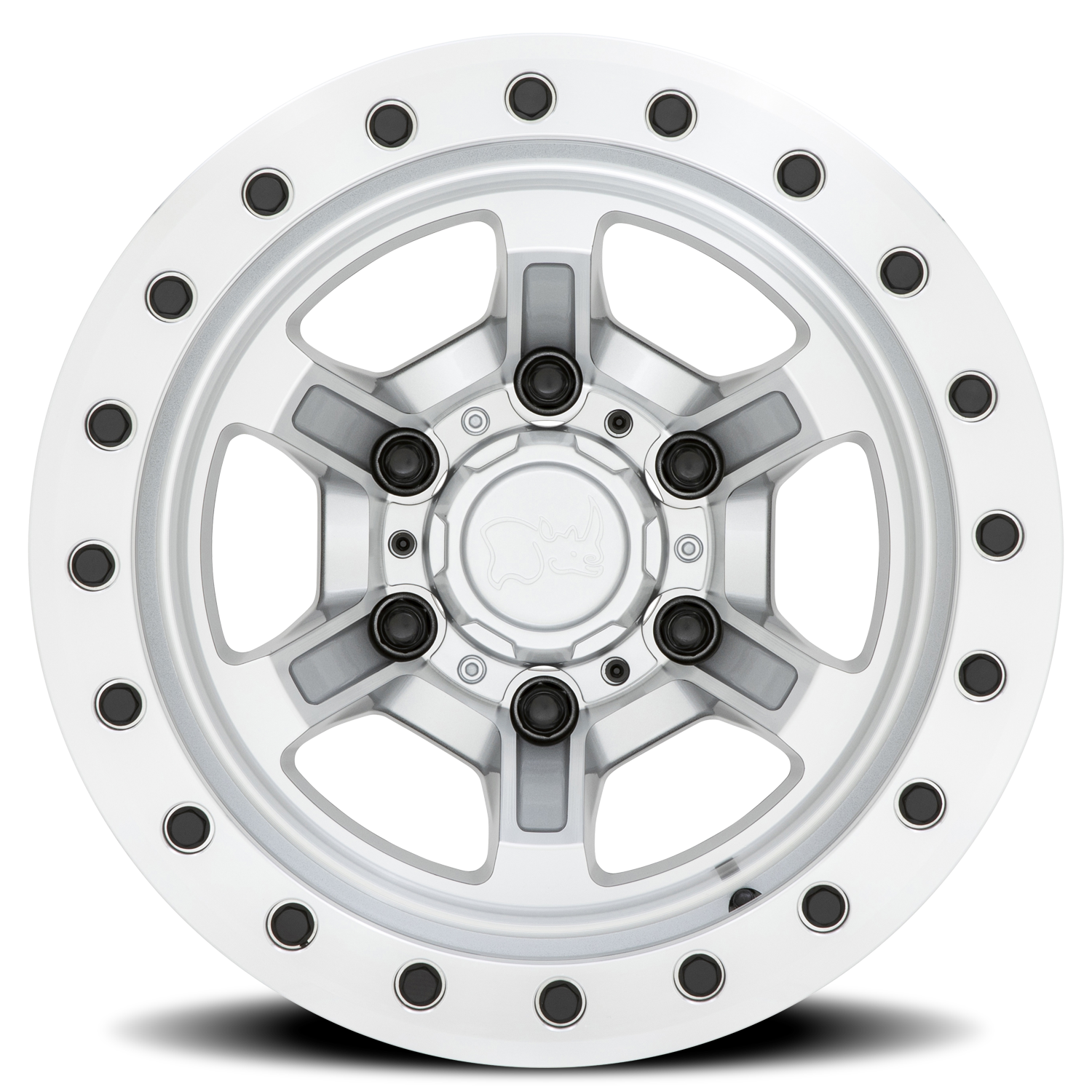 Black Rhino Offshoot Beadlock 15x10" 6x139.7mm 112.1mm CB -38mm Gloss Silver Machined Face