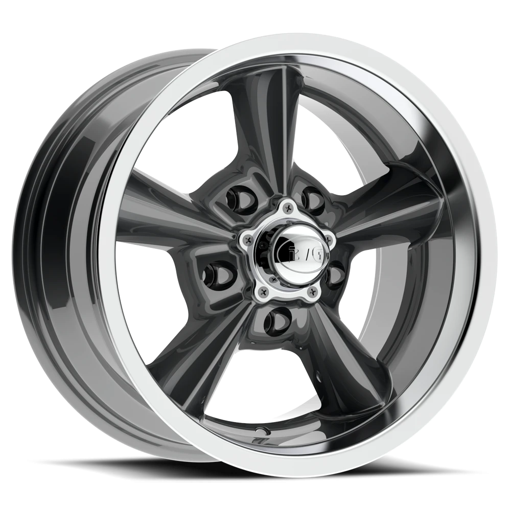 BG Rod Works Old School 17x9.5 +6 5x114.3mm 78.1mm Gunmetal Machined Lip