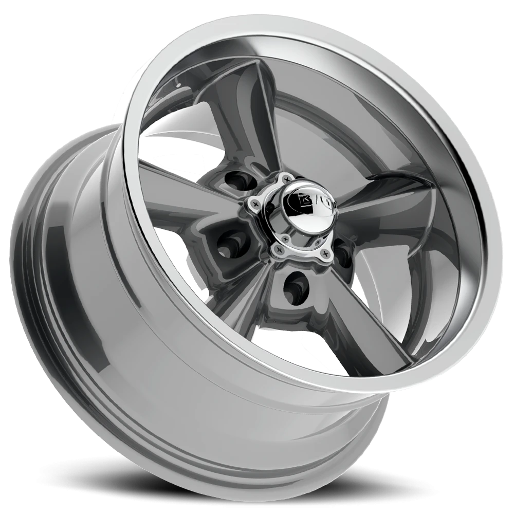 BG Rod Works Old School 15x5 -6 5x120.65mm 78.1mm Gunmetal Machined Lip