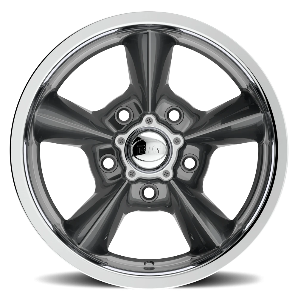 BG Rod Works Old School 15x8 +0 5x120.65mm 78.1mm Gunmetal Machined Lip