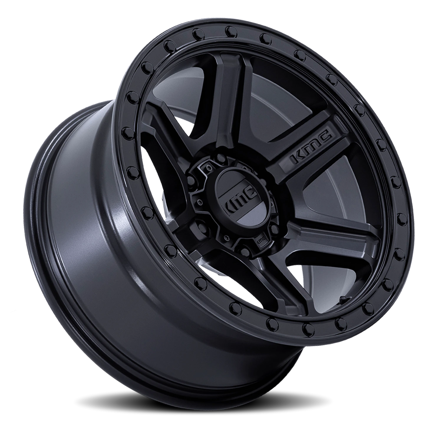 KMC Outrun KM551 MBGBL 17x8.5 -10 5x127mm 71.5mm Matte Black Gloss Black Lip