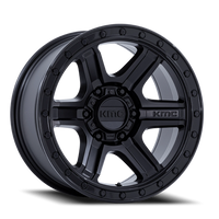KMC Outrun 17x8.5" 6x135mm 87.1mm CB -10mm Matte Black Gloss Black Lip