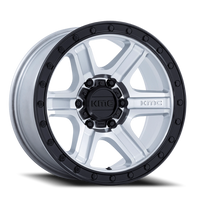 KMC Outrun 17x8.5" 5x127mm 71.5mm CB +18mm Machined Silver Gloss Black Lip