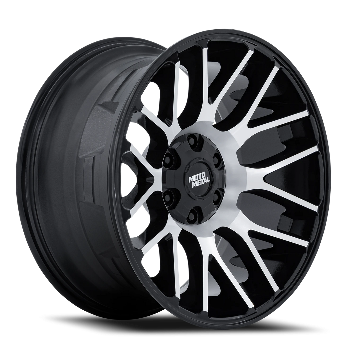 Moto Metal Overlook 20x9 +1 5x114.3mm 78.1mm Gloss Black Machined Face