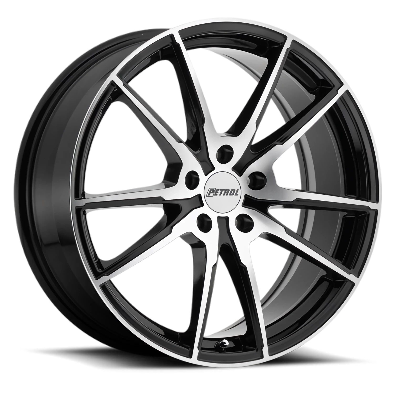 Petrol P0A 18x8" 5x108mm 72.1mm CB +40mm Gloss Black Machined Cut Face