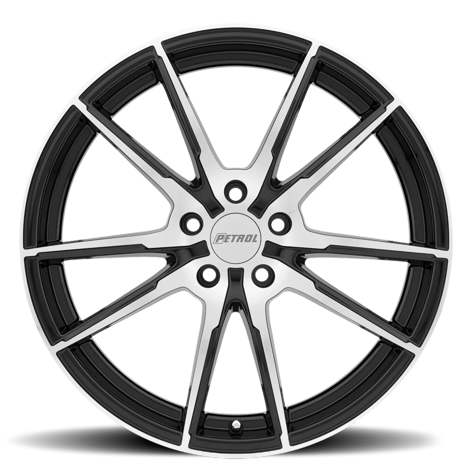 Petrol P0A 18x8" 5x108mm 72.1mm CB +40mm Gloss Black Machined Cut Face