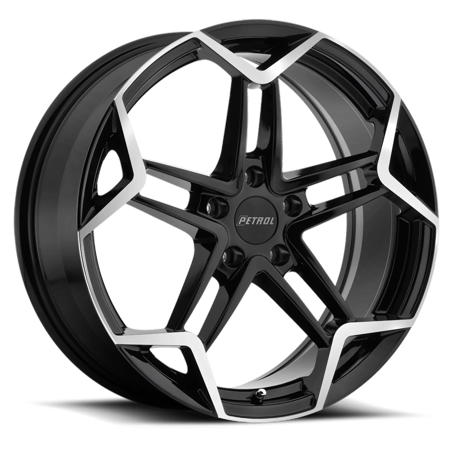 Petrol P1A 17x8" 5x120mm 76.1mm CB +35mm Gloss Black Machined Cut Face