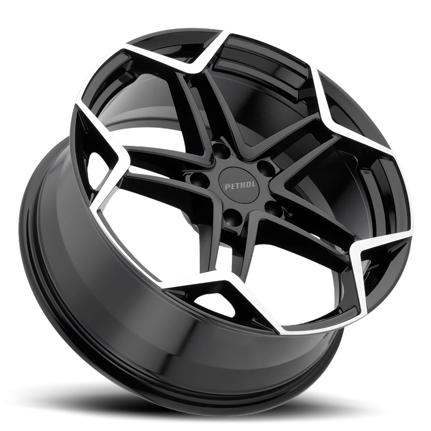 Petrol P1A 17x8" 5x112mm 72.1mm CB +32mm Gloss Black Machined Cut Face