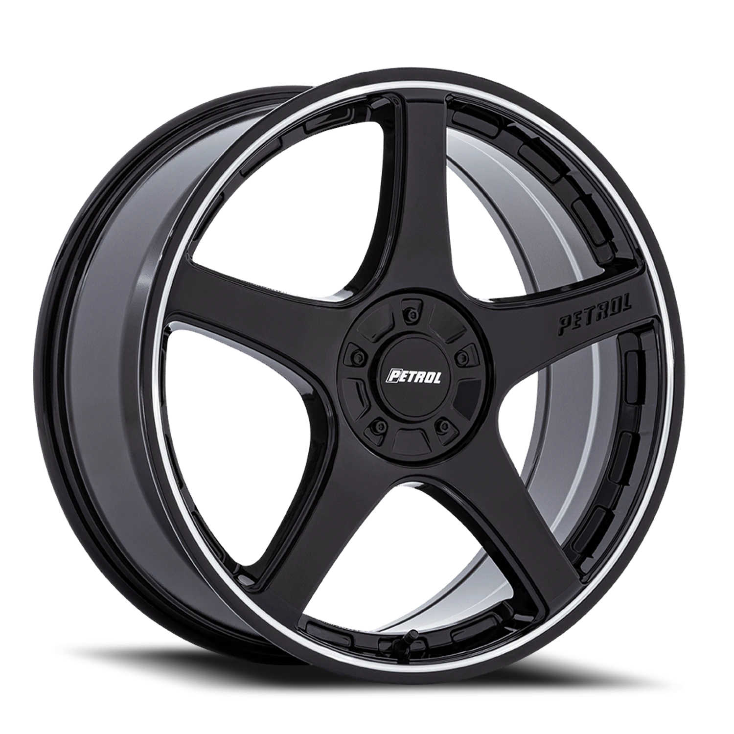 Petrol P2E 17x8" 5x112mm 74.1mm CB +40mm Gloss Black Machined Lip