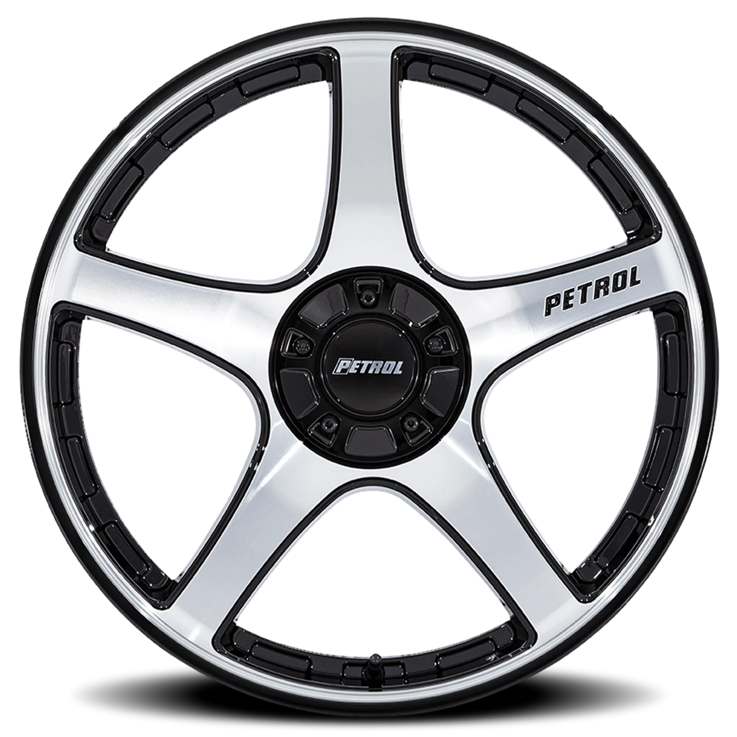 Petrol P2E 20x8.5" 5x110mm 72.56mm CB +40mm Gloss Black Machined Face