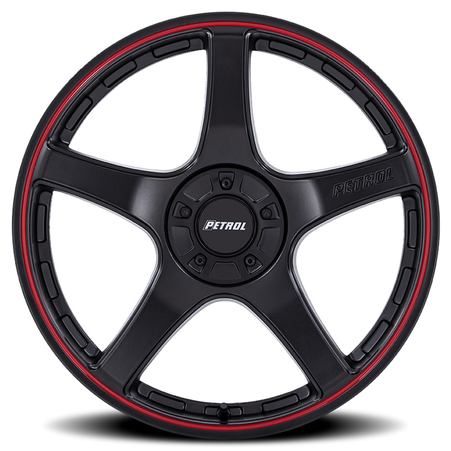 Petrol P2E 17x8" 5x110mm 72.56mm CB +40mm Matte Black Red Lip