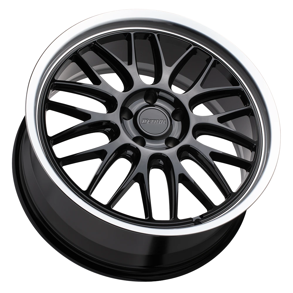 Petrol P4C 17x8" 5x114.3mm 76.1mm CB +40mm Gloss Black Machined Lip