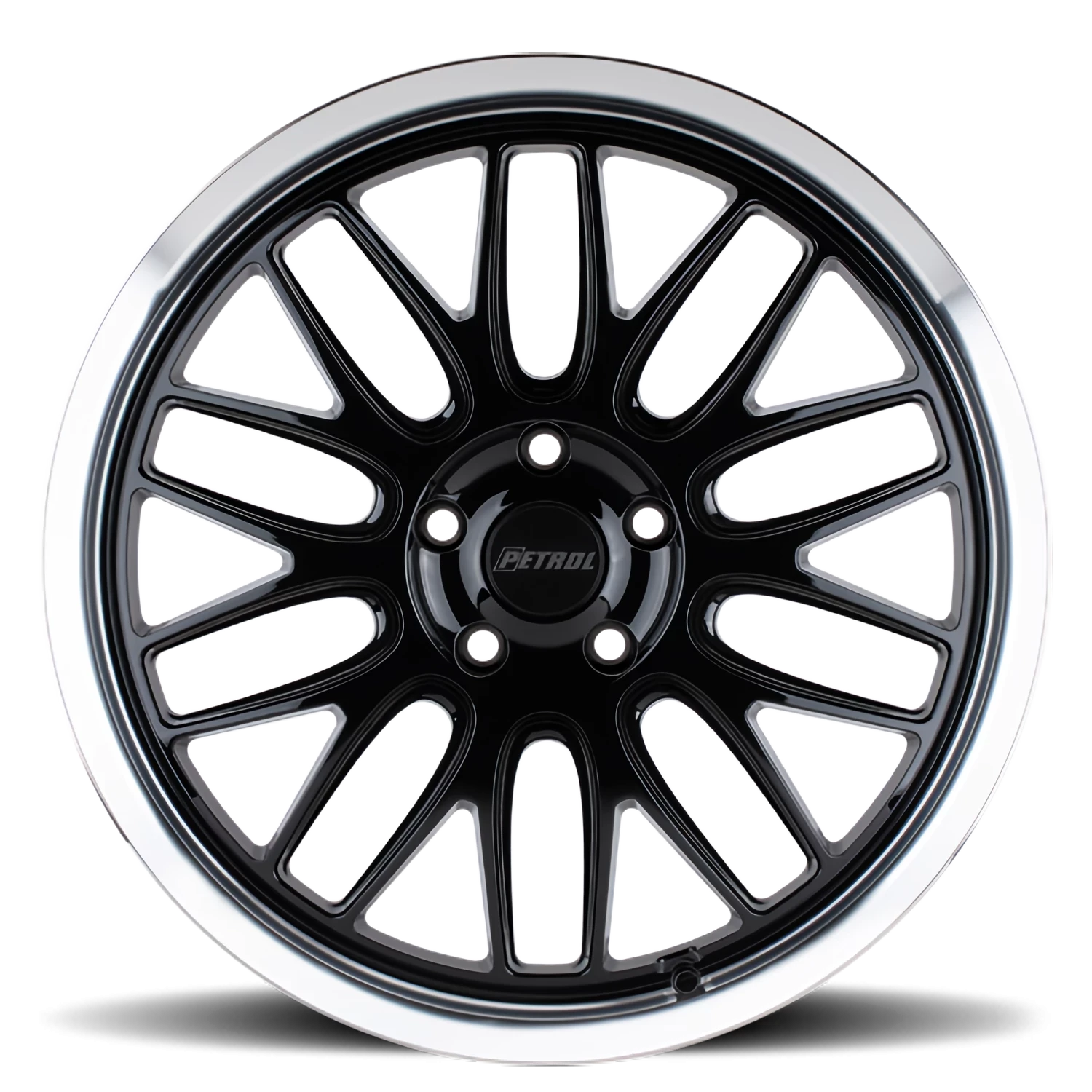 Petrol P4C 16x7" 5x100mm 72.1mm CB +40mm Gloss Black Machined Lip