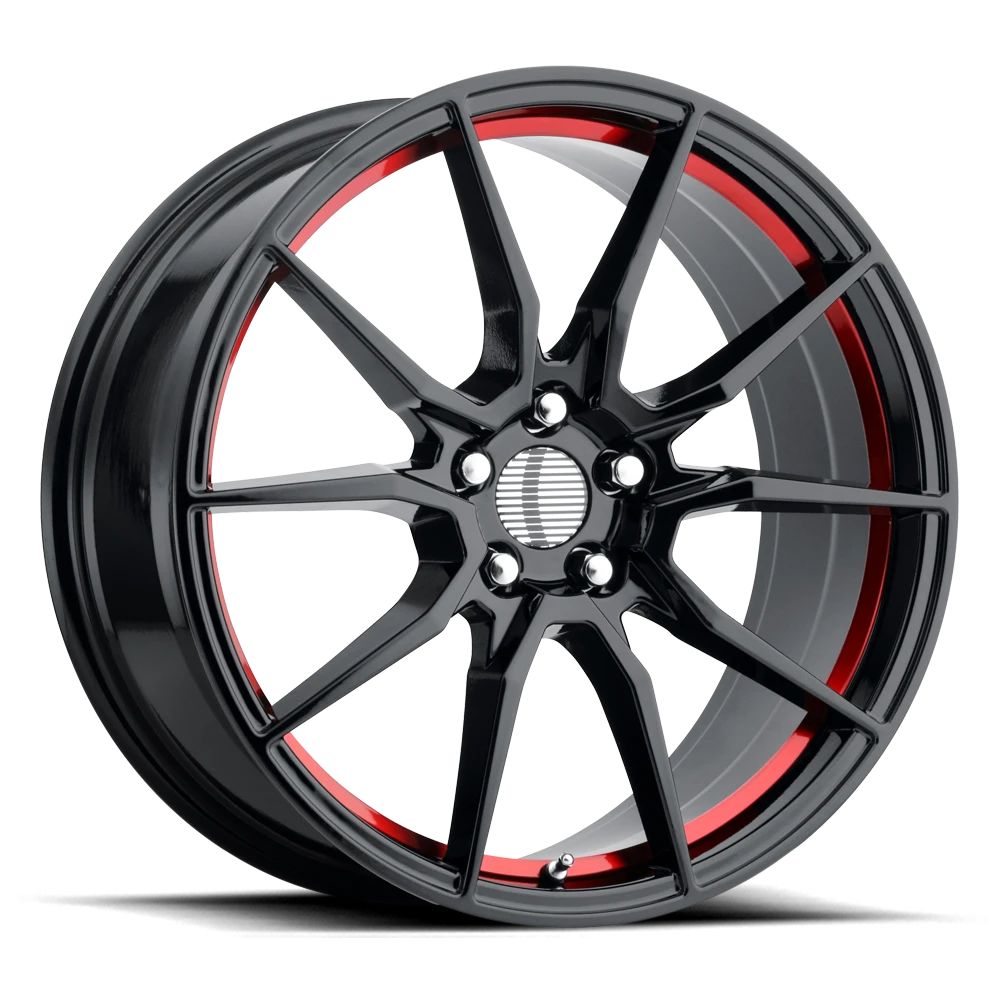 Performance Replica PR193 20x9" 5x114.3mm 70.6mm CB +30mm Gloss Black Red Machined