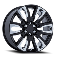 Performance Replica PR225 22x9" 6x139.7mm 78.1mm CB +28mm Gloss Black Chrome Accents