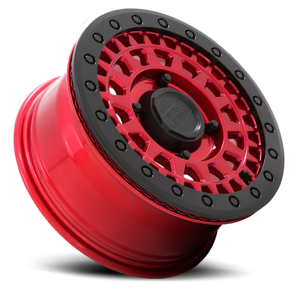 Black Rhino Parker Beadlock UTV 15x7" 4x136mm 106mm CB +36mm Candy Red Black Bead Ring