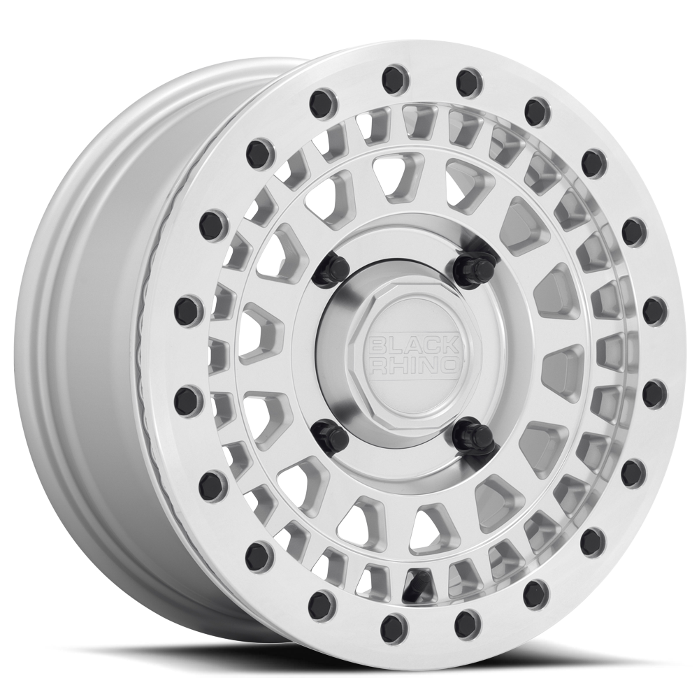 Black Rhino Parker Beadlock UTV 15x7" 4x136mm 106mm CB +36mm Silver Mirror Cut Face