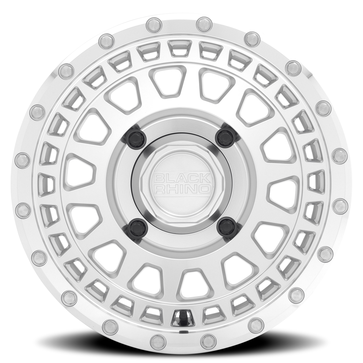 Black Rhino Parker Beadlock UTV 15x7" 4x156mm 132mm CB +36mm Silver Mirror Cut Face