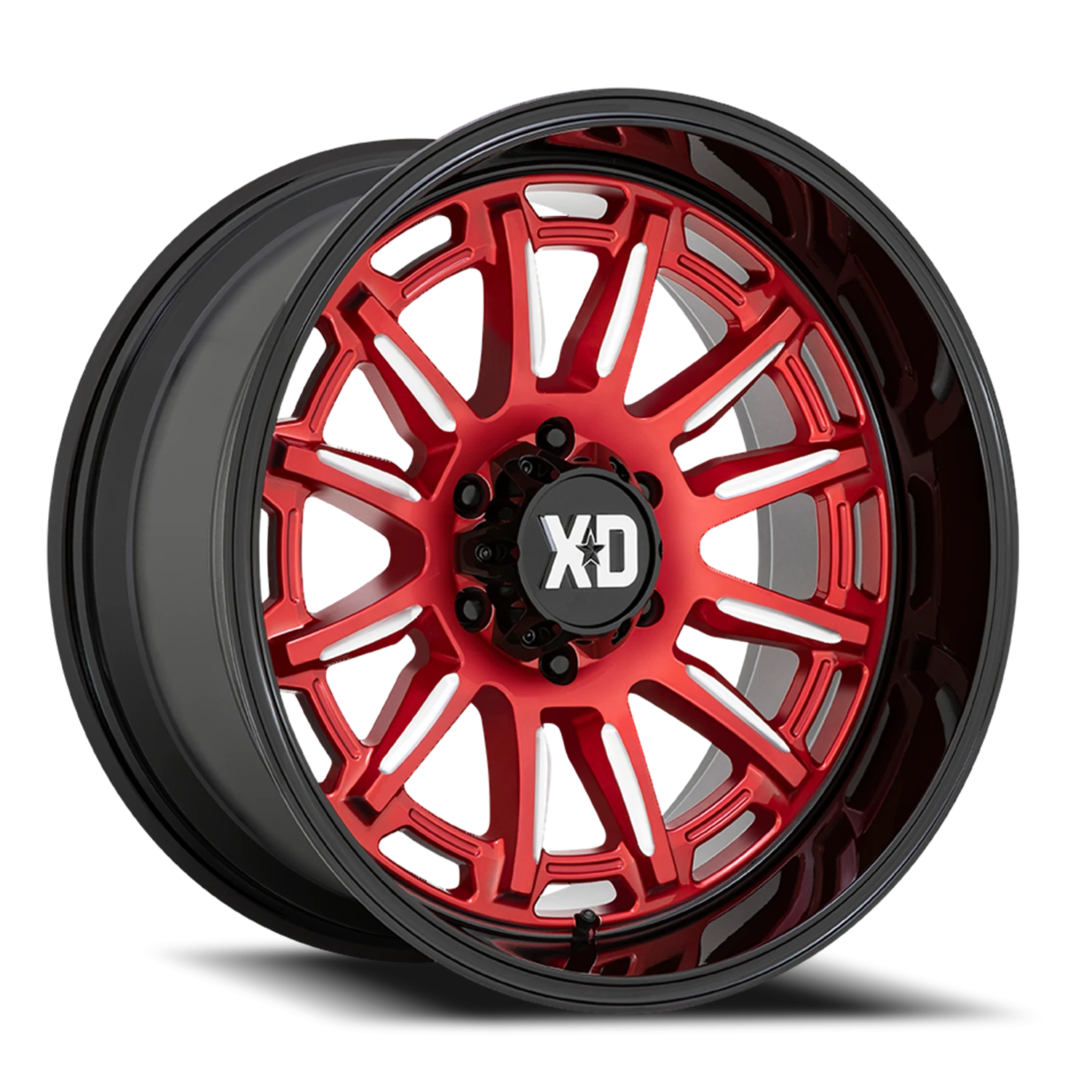 XD Series Phoenix 20x9" 5x150mm 110.1mm CB +18mm Candy Red Milled-Black Lip