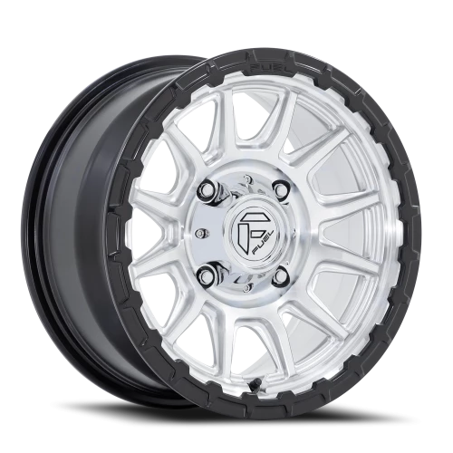 Fuel Piston UTV 15x7" 5x114.3mm 72.56mm CB +38mm Machined Hyper Silver Machined Face-Matte Black Lip