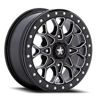 MSA Portal Beadlock 15x6" 4x110mm 86mm CB +38mm Gloss Black Milled-Gloss Black Ring