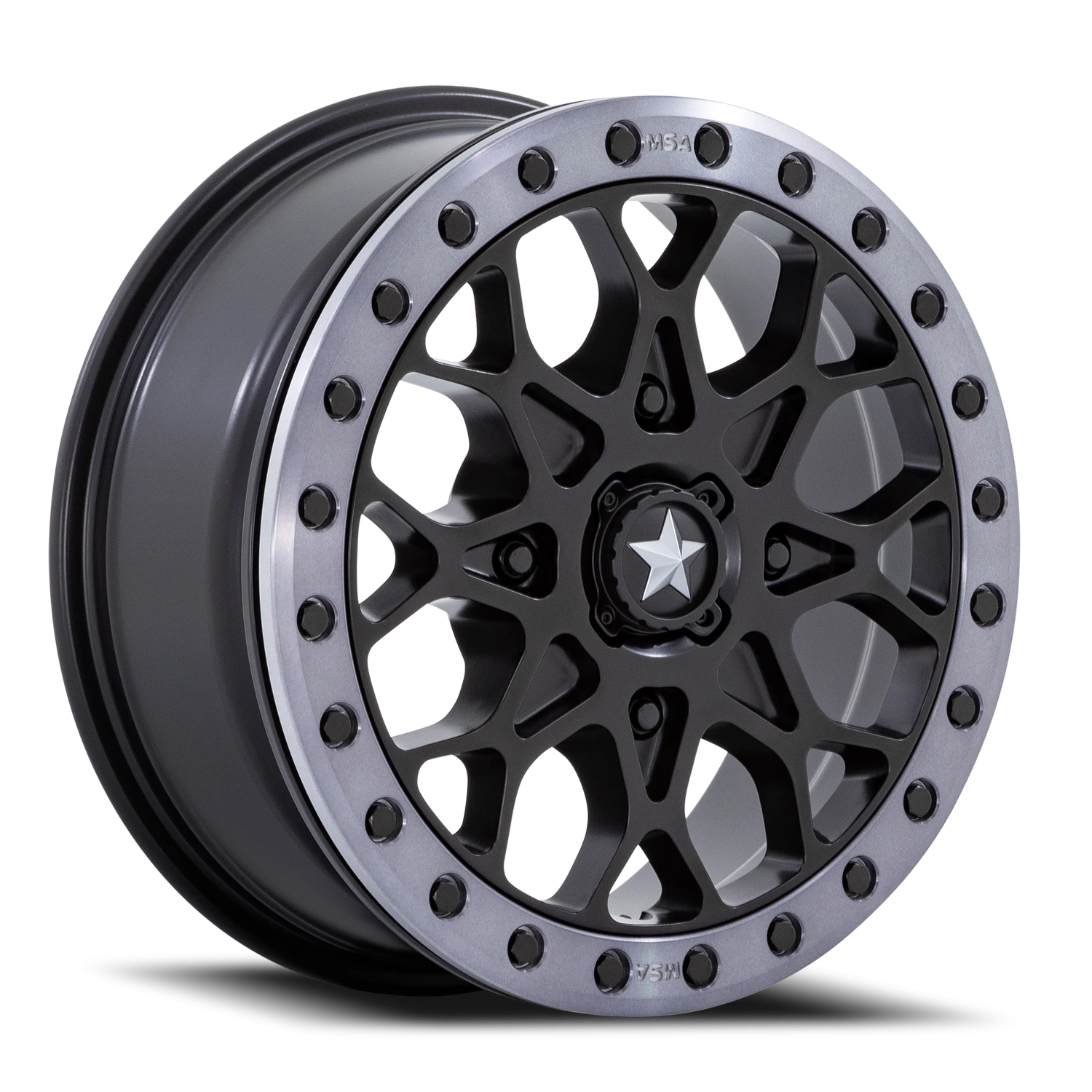 MSA Portal Beadlock 15x6" 4x156mm 96mm CB +38mm Satin Black Gray Tint Ring