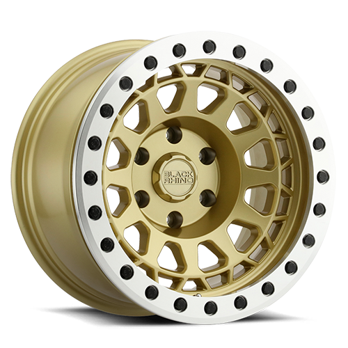 Black Rhino Primm Beadlock 17x8.5" 6x135mm 87.1mm CB 0mm Matte Gold Machined Ring-Black Bolts