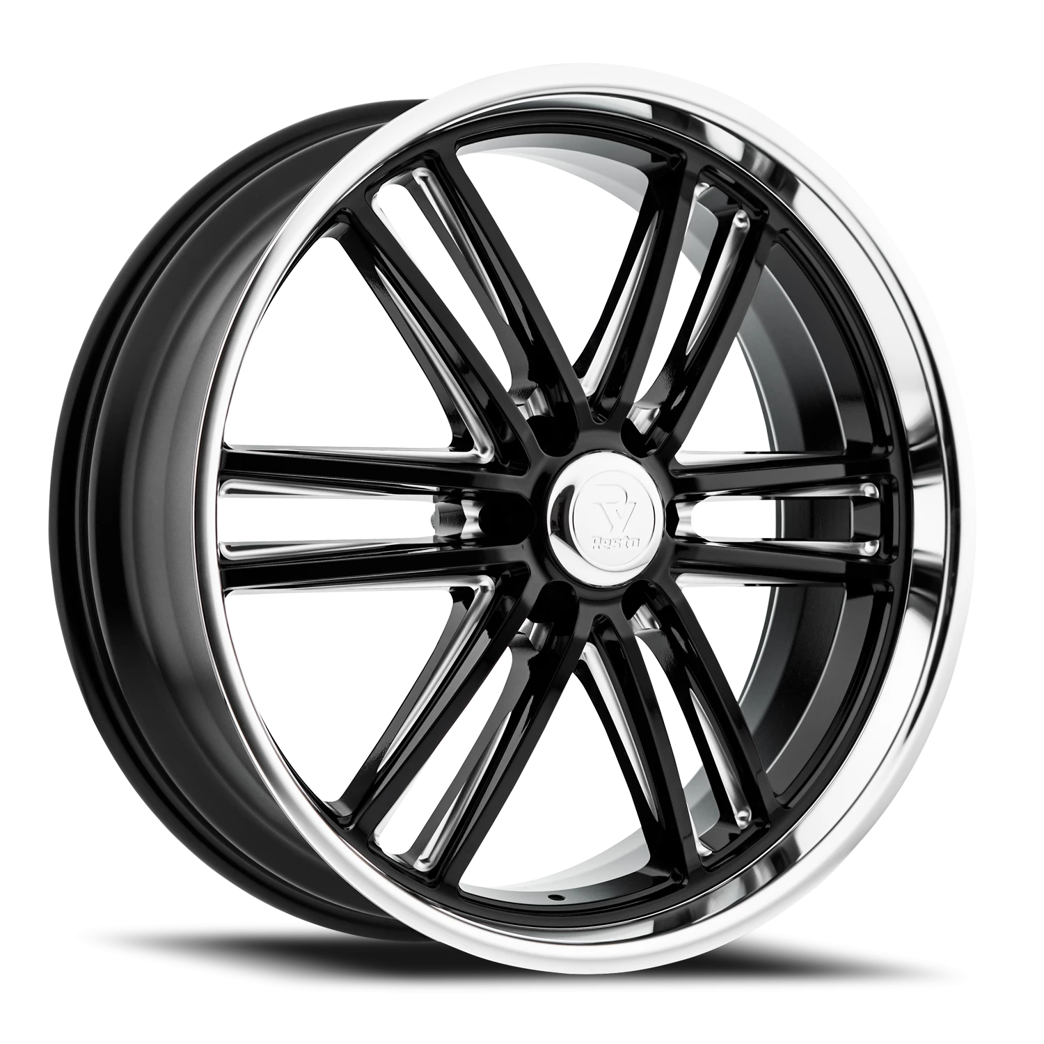 Resto R103 GB 24x10" 6x139.7mm 106.1mm CB +25mm Gloss Glossy Black Milled Window-Diamond Cut Lip