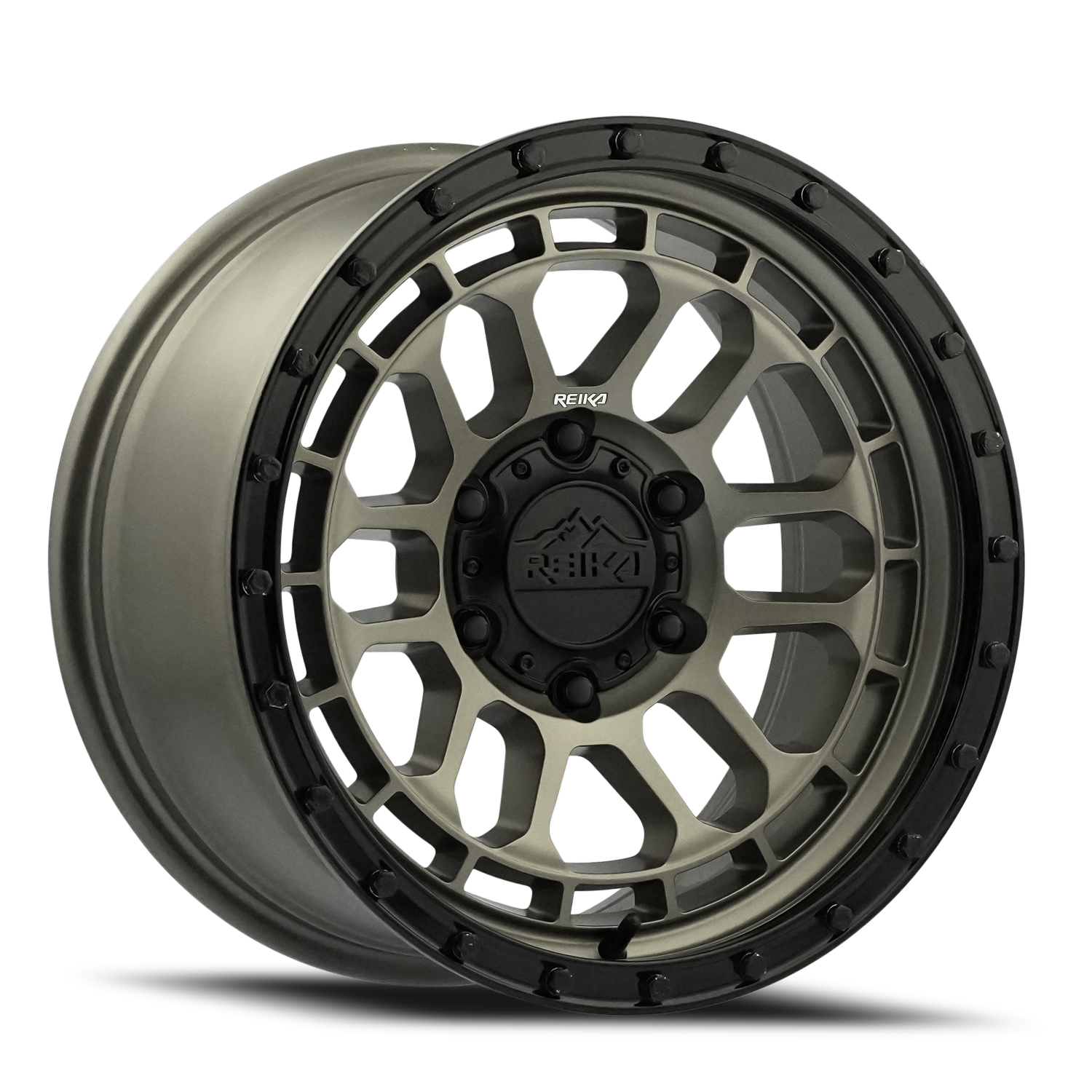 Reika Rambler R35 17x8.5" 6x139.7mm 106.1mm CB 0mm Satin Bronze Black Ring