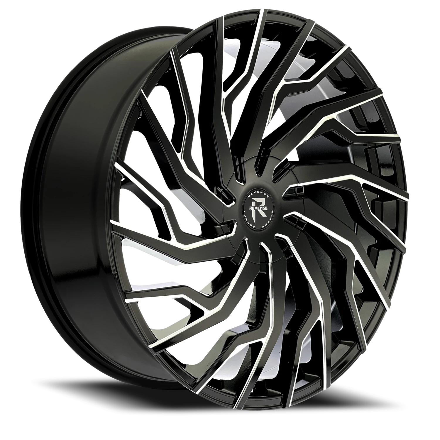 Revenge Luxury RL-101 22x8.5" 5x108mm 74.1mm CB +35mm Black Milled Windows
