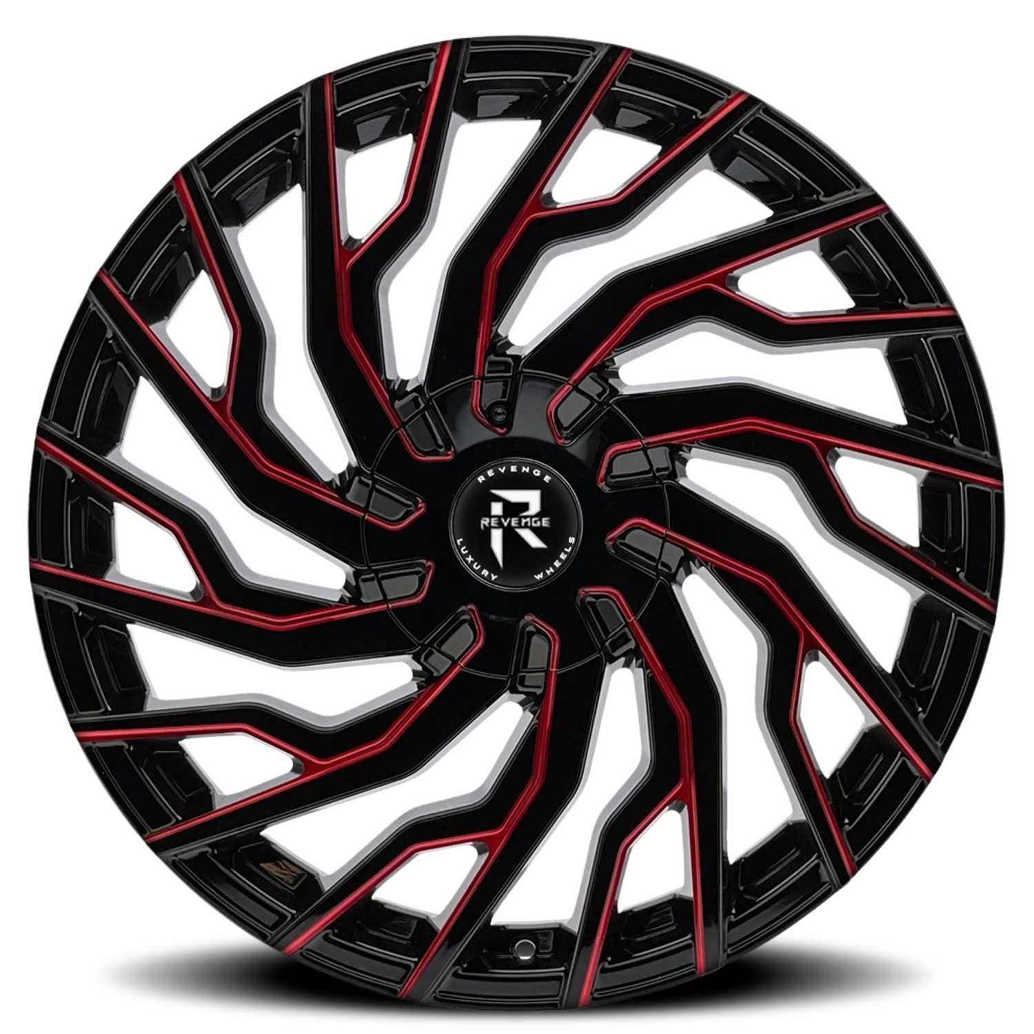 Revenge Luxury RL-101 26x10" 6x135mm 87.1mm CB +25mm Black Red Milled