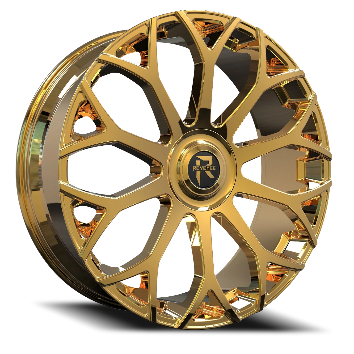 Revenge Luxury RL105-Big Floater Cap Special Edition 28x9.5" 6x135mm 87.1mm CB +25mm Gold