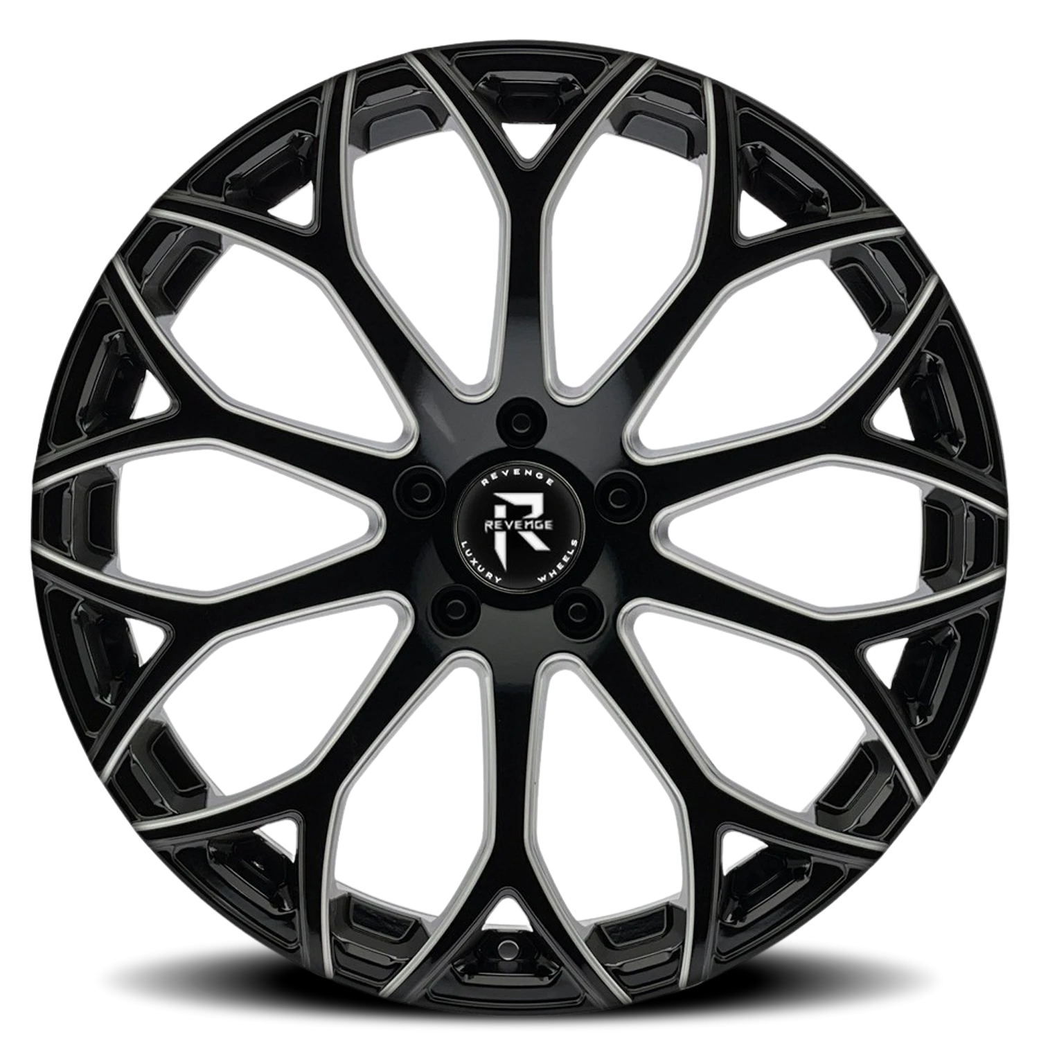 Revenge Luxury RL-105 22x9" 5x115mm 74.1mm CB +20mm Black Milled Windows