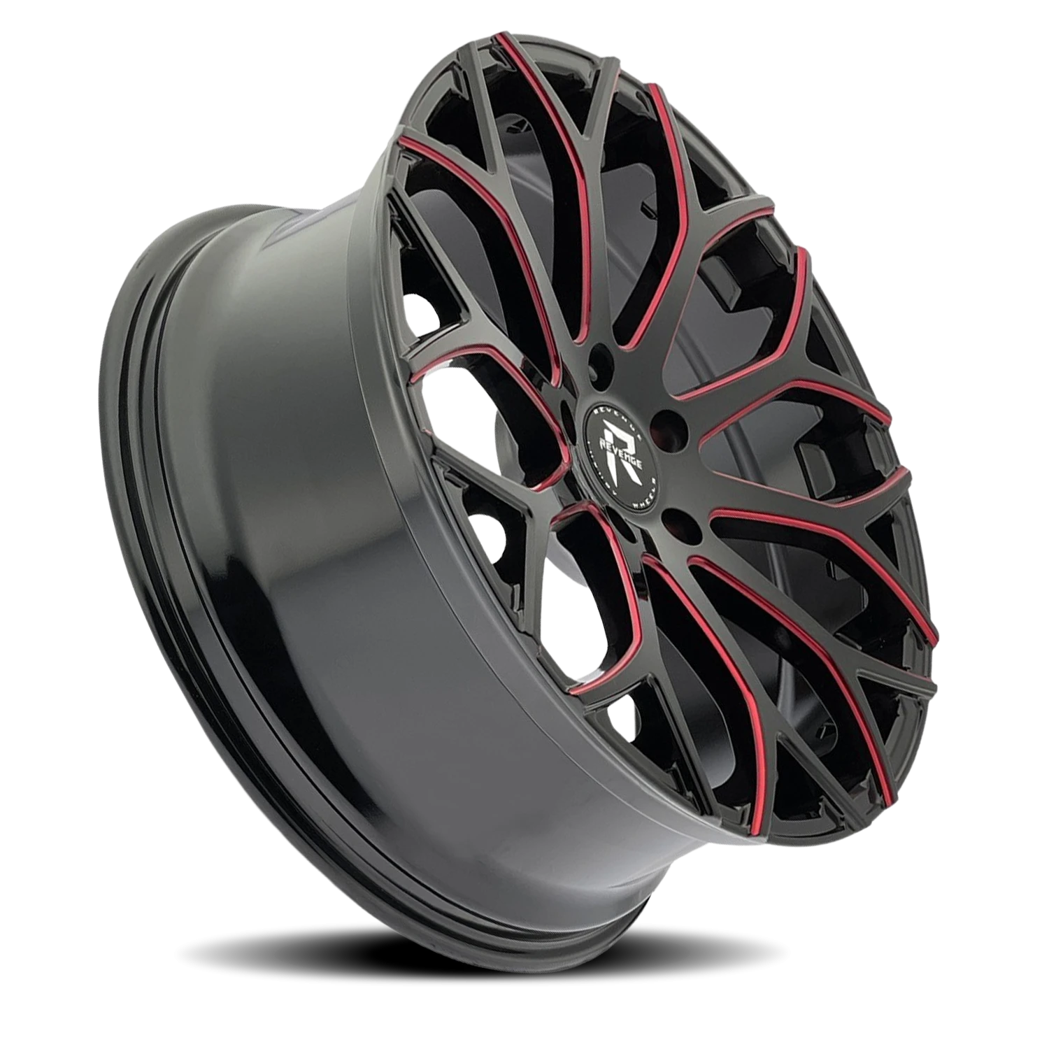 Revenge Luxury RL-105 22x9" 5x114.3mm 74.1mm CB +35mm Black Red Milled