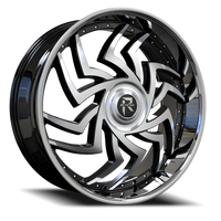 Revenge Luxury RL107-Big Floater Cap Special Edition 24x9" 6x135mm 87.1mm CB +25mm Machined Black Chrome Stainless Steel Lip