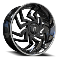 Revenge Luxury RL107-Big Floater Cap Special Edition 24x9" 6x135mm 87.1mm CB +25mm Gloss Black Chrome Stainless Steel Lip