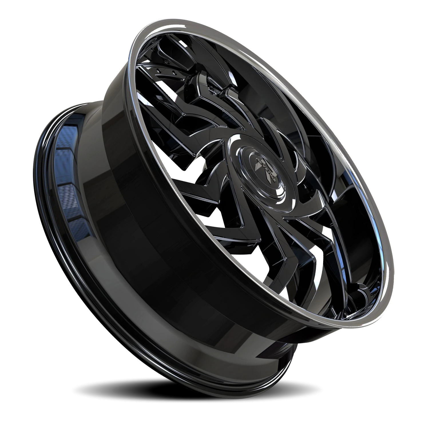 Revenge Luxury RL107-Big Floater Cap Special Edition 24x9" 6x135mm 87.1mm CB +25mm Gloss Black Chrome Stainless Steel Lip