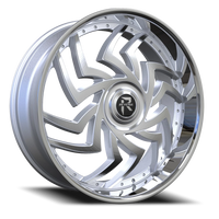 Revenge Luxury RL107-Big Floater Cap Special Edition 26x9.5" 6x135mm 87.1mm CB +25mm Brushed Silver Chrome Stainless Steel Lip