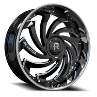 Revenge Luxury RL108-Big Floater Cap Special Edition 26x9.5" 6x135mm 87.1mm CB +25mm Black Milled Windows-Chrome Stainless Steel Lip
