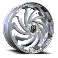 Revenge Luxury RL108-Big Floater Cap Special Edition 24x9" 6x135mm 87.1mm CB +25mm Brushed Silver Chrome Stainless Steel Lip
