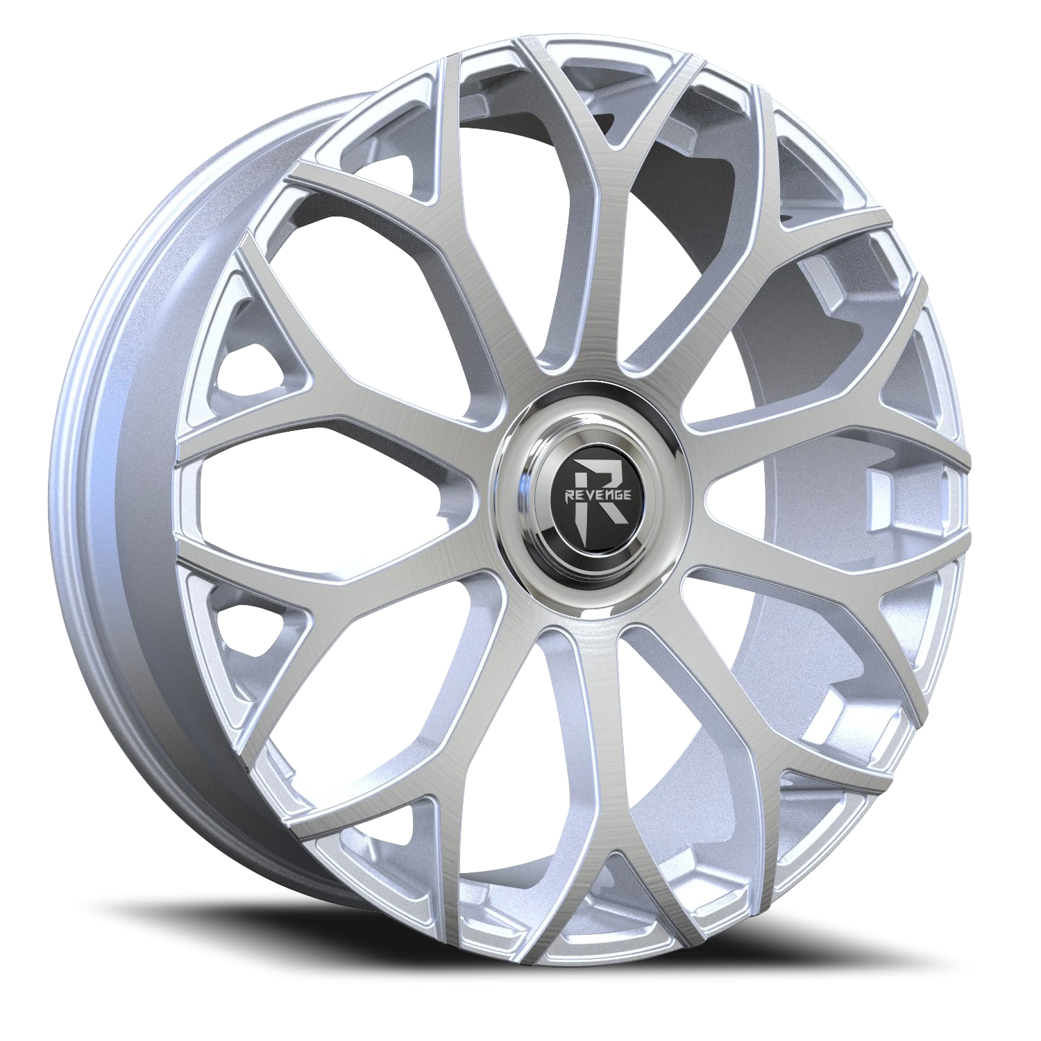 Revenge Luxury RL105-Big Floater Cap Special Edition 26x9.5" 6x135mm 87.1mm CB +25mm Brushed Silver Chrome Stainless Steel Lip