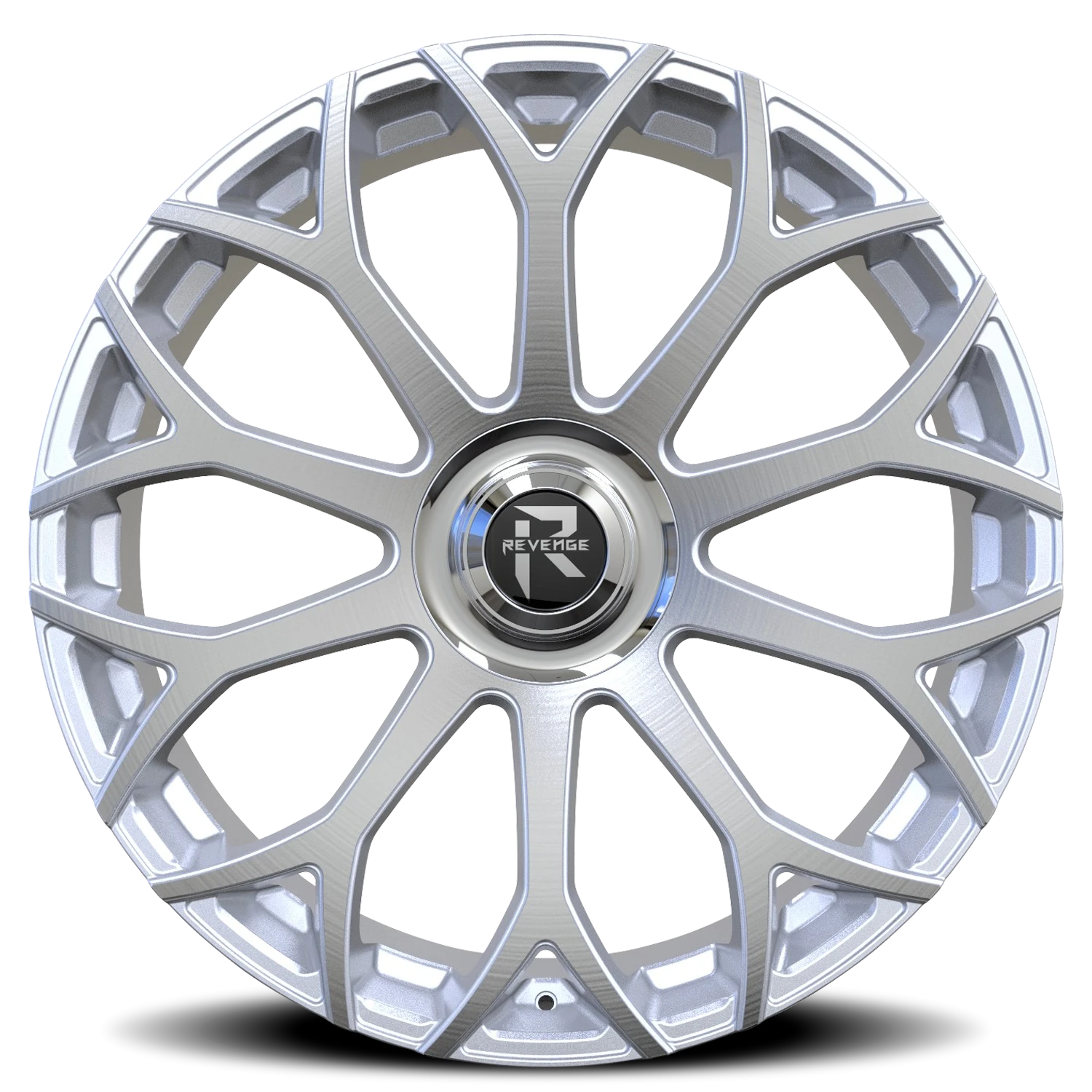 Revenge Luxury RL105-Big Floater Cap Special Edition 28x9.5" 6x135mm 87.1mm CB +25mm Brushed Silver Chrome Stainless Steel Lip