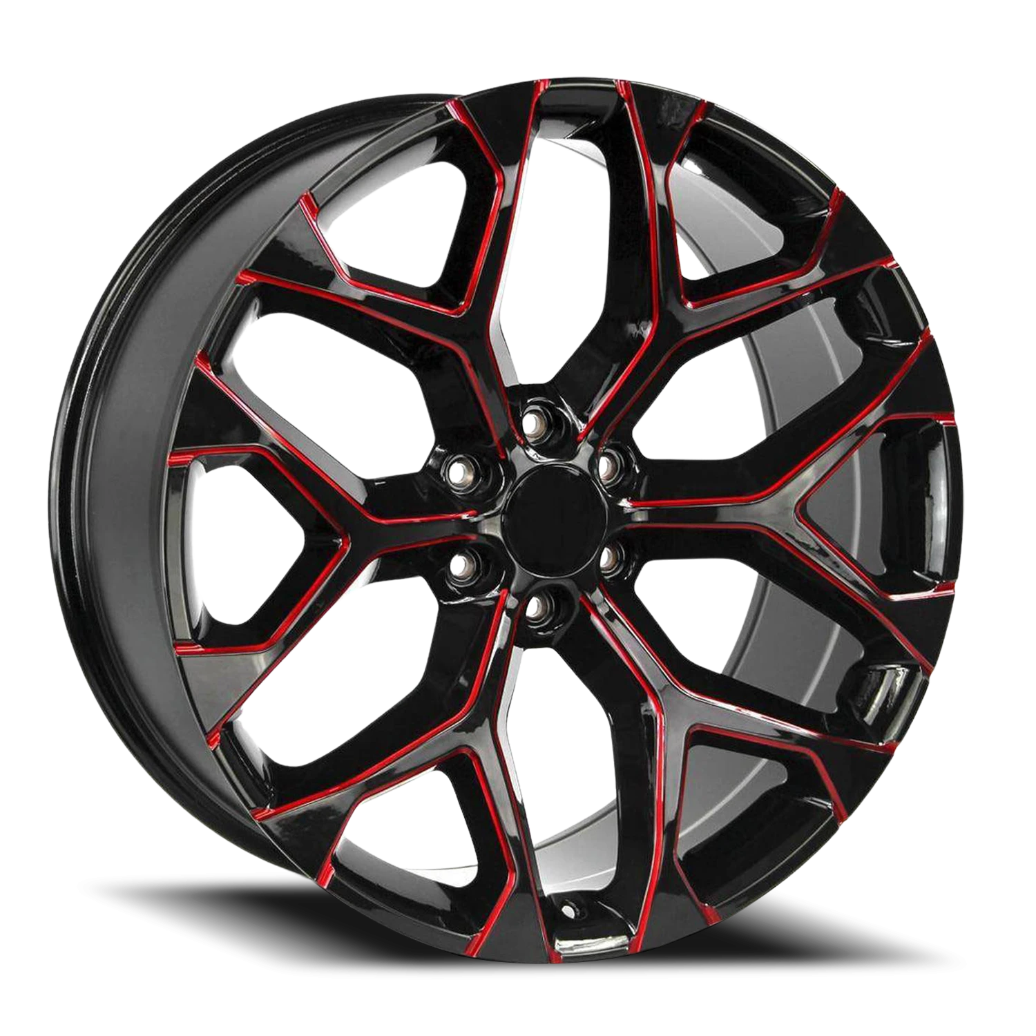 Revenge OE Designs RS-12 26x10" 6x139.7mm 78.1mm CB +31mm Gloss Black Red Milled