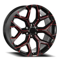 Revenge OE Designs RS-12 26x10" 6x139.7mm 78.1mm CB +31mm Gloss Black Red Milled