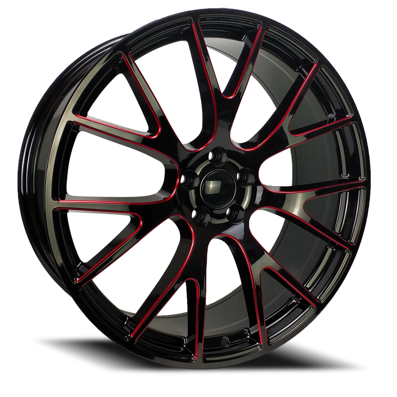 Revenge OE Designs RS-15 20x9" 5x115mm 71.5mm CB +21mm Gloss Black Red Milled
