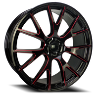 Revenge OE Designs RS-15 20x9" 5x115mm 71.5mm CB +21mm Gloss Black Red Milled